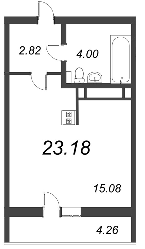 Квартира-студия, 23.18 м² в ЖК "AEROCITY Family" - планировка, фото №1