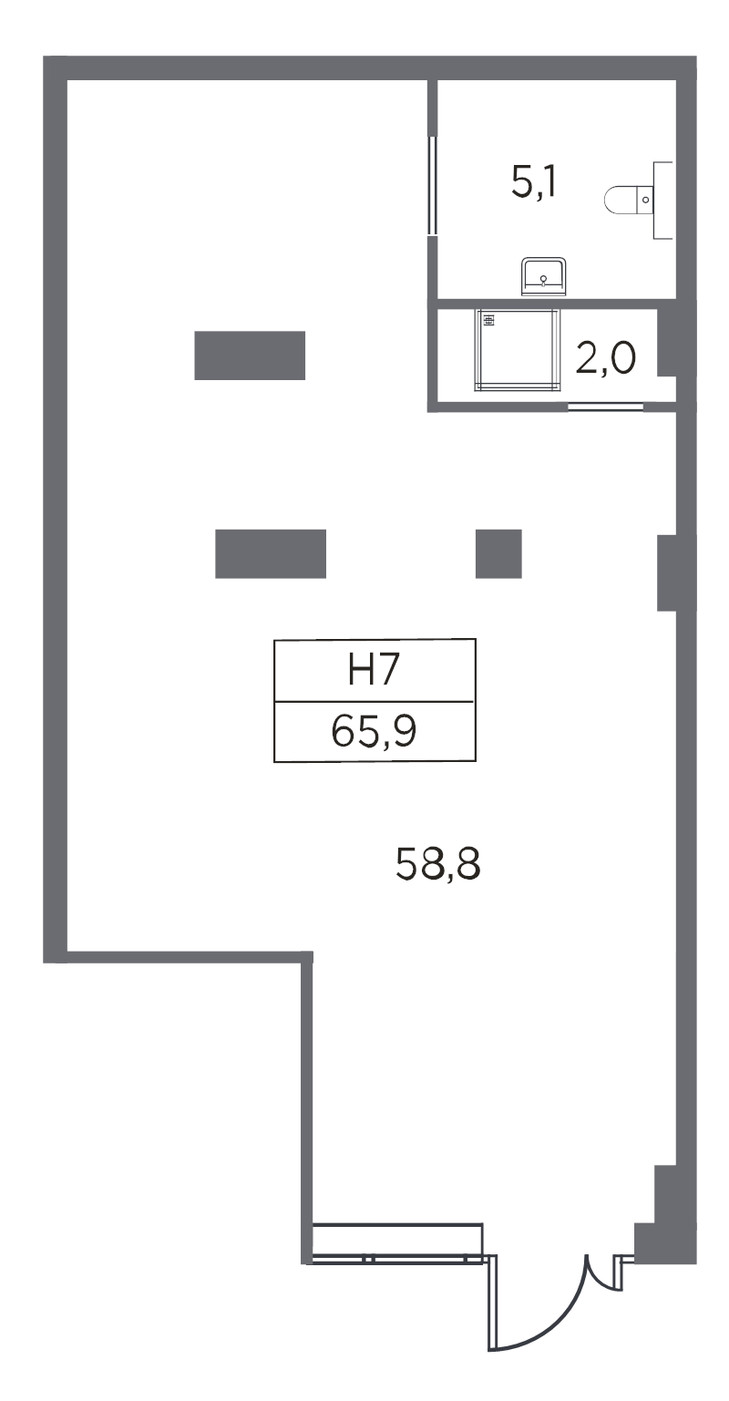 Помещение, 65.9 м² в ЖК "Industrial Avenir" - планировка, фото №1