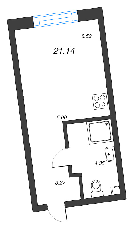 Квартира-студия, 21.14 м² в ЖК "Бульвар Грина" - планировка, фото №1