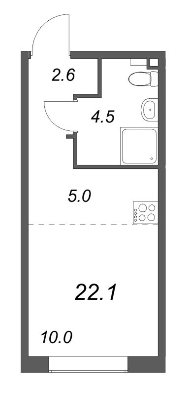 Квартира-студия, 22.1 м² в ЖК "Пулково Лейк" - планировка, фото №1