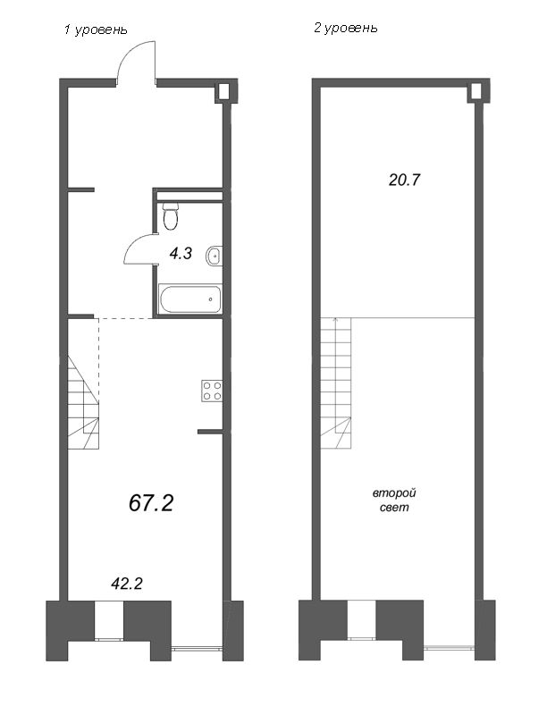 Квартира-студия, 67.2 м² в ЖК "Serebro by Avenue-Apart" - планировка, фото №1