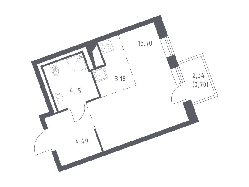 Квартира-студия, 26.22 м² - планировка, фото №1