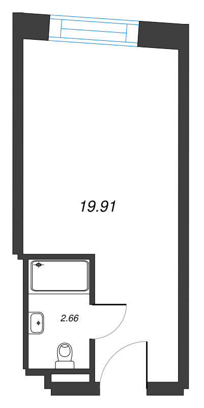 Квартира-студия, 19.91 м² в ЖК "ЙЕС Лидер" - планировка, фото №1
