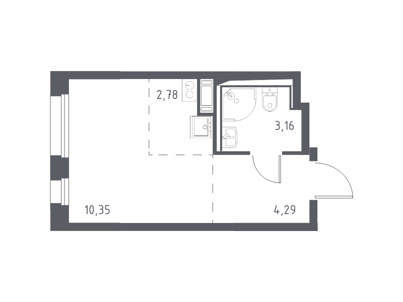 Квартира-студия, 20.58 м² в ЖК "Новые Лаврики" - планировка, фото №1