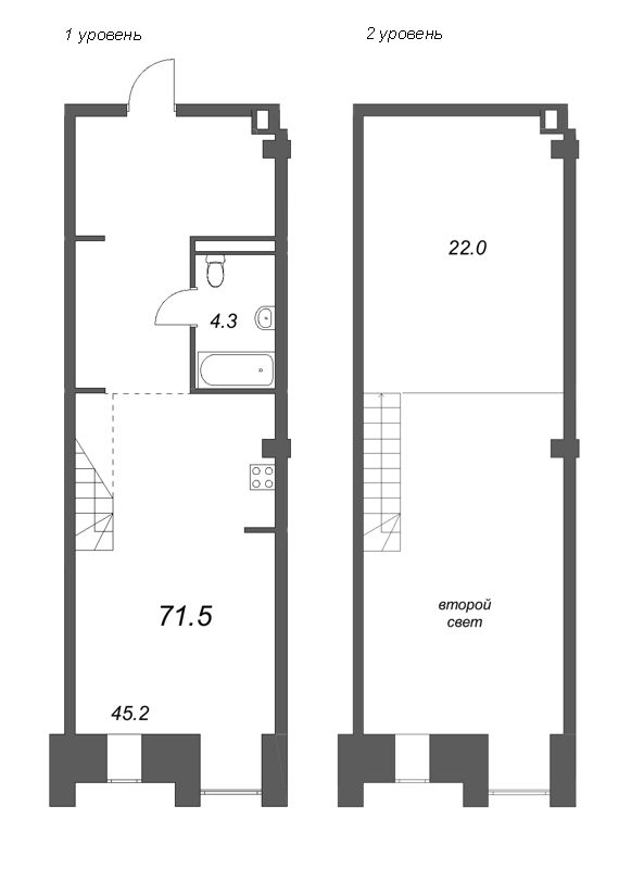 Квартира-студия, 71.5 м² в ЖК "Serebro by Avenue-Apart" - планировка, фото №1