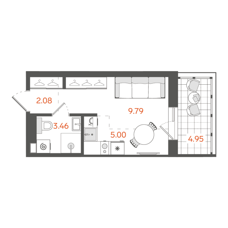 Квартира-студия, 21.82 м² в ЖК "STAVNI Обводный" - планировка, фото №1