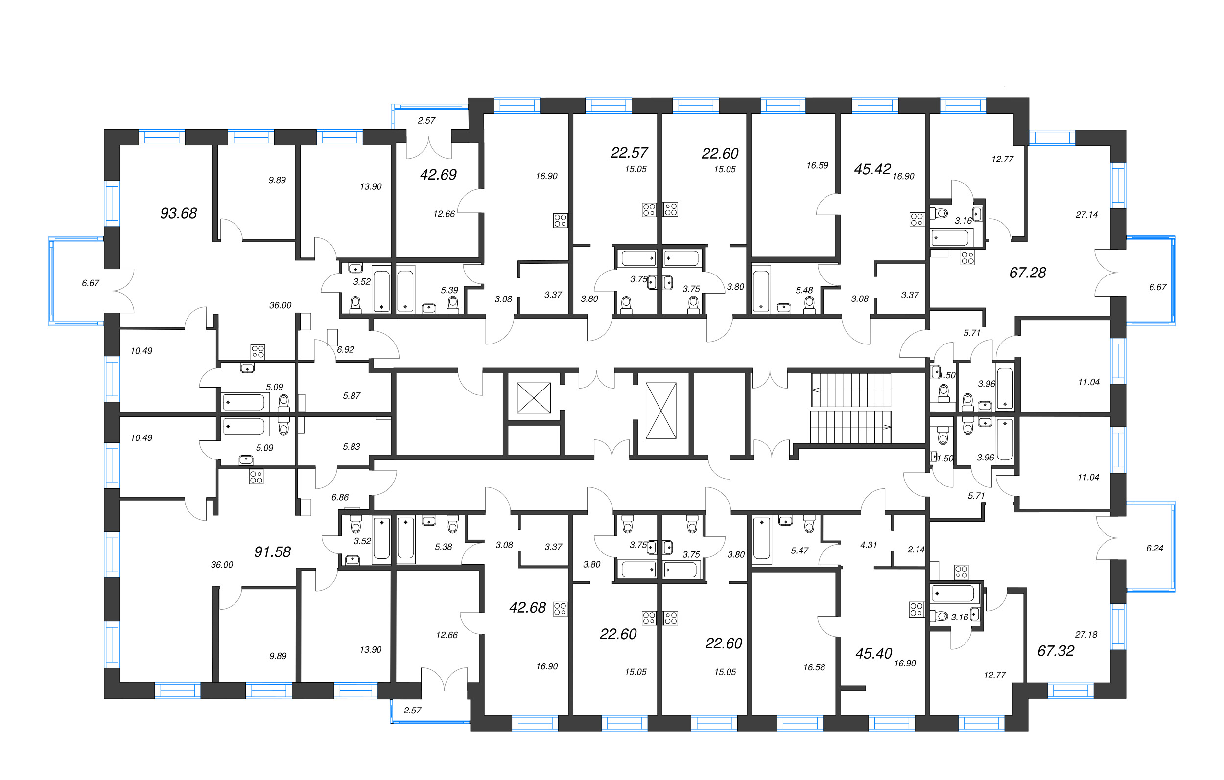 Квартира-студия, 22.6 м² - планировка этажа