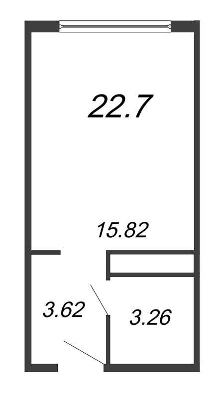 Квартира-студия, 21.34 м² - планировка, фото №1