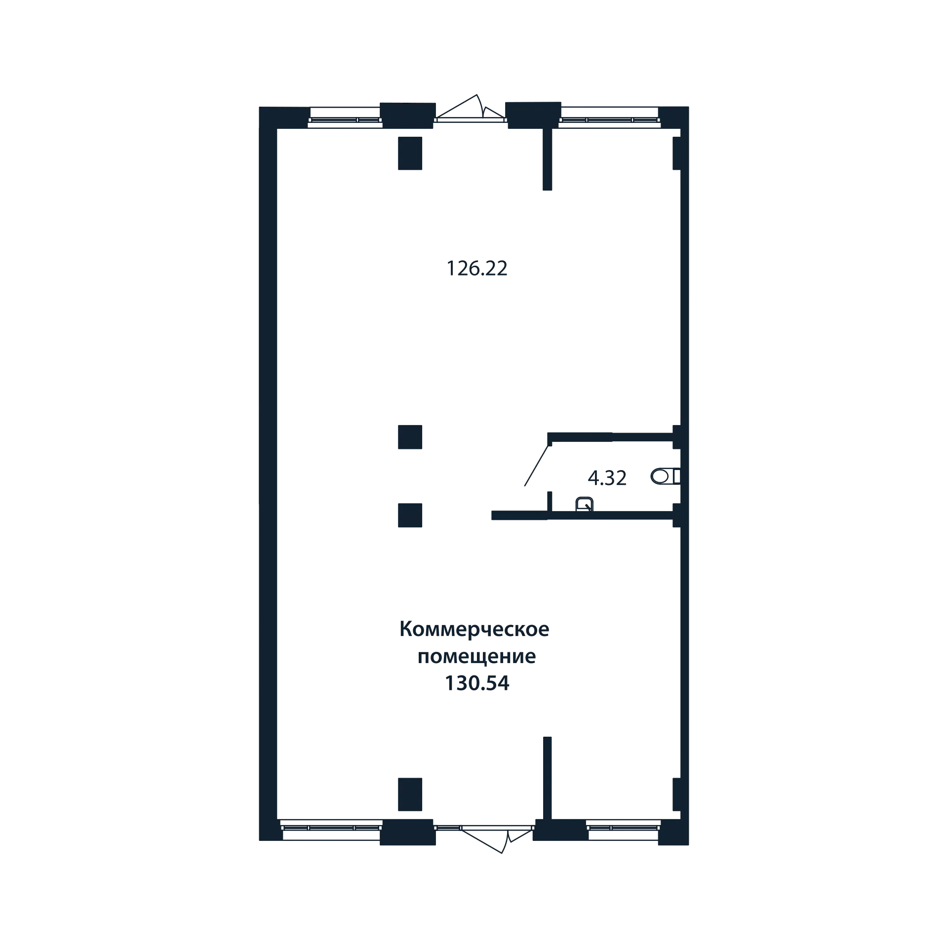 Помещение, 130.54 м² в ЖК "Полис Новоселье" - планировка, фото №1