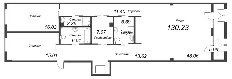 Квартира-студия, 140.04 м² в ЖК "АСТРУМ" - планировка, фото №1