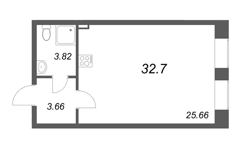 Квартира-студия, 33.2 м² в ЖК "VEREN VILLAGE стрельна" - планировка, фото №1