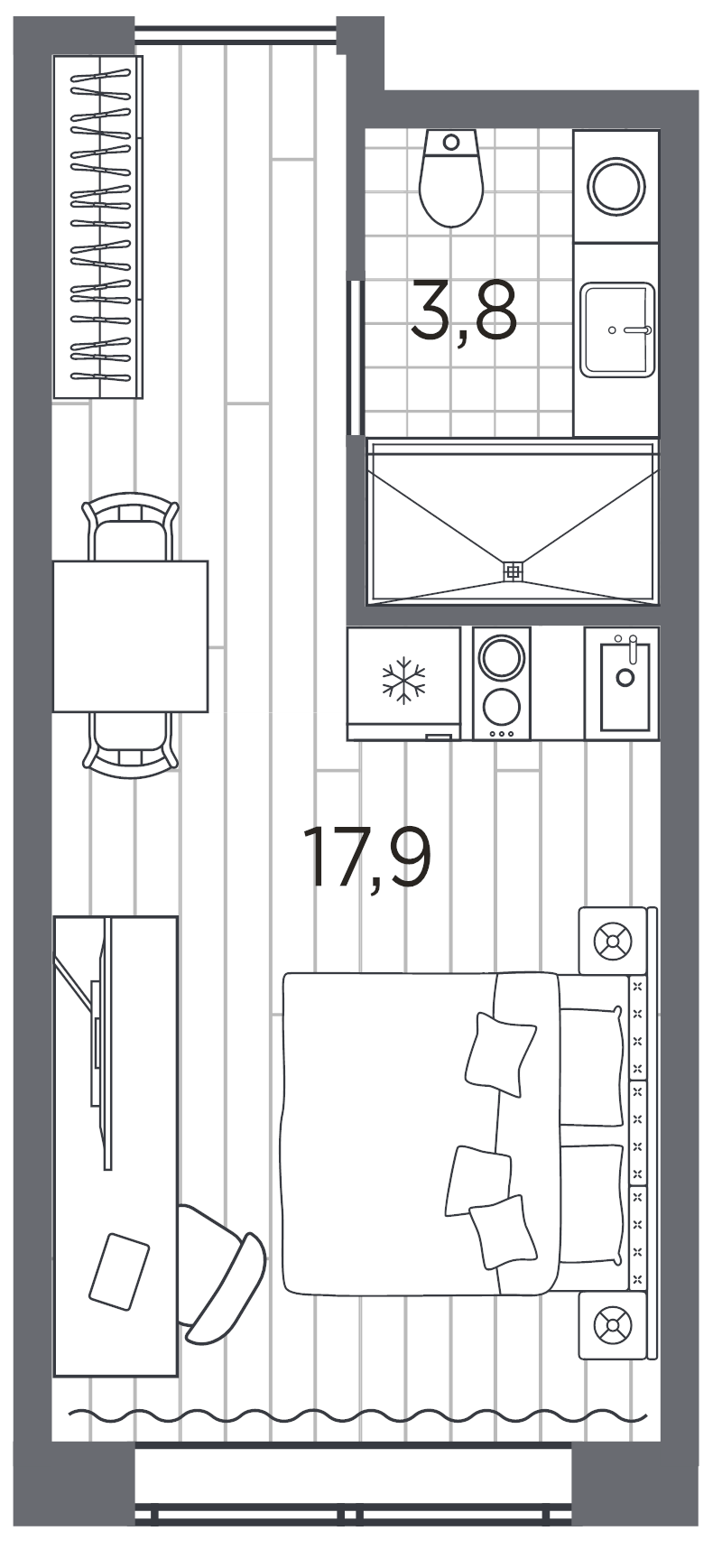 Квартира-студия, 21.7 м² в ЖК "Industrial Avenir" - планировка, фото №1