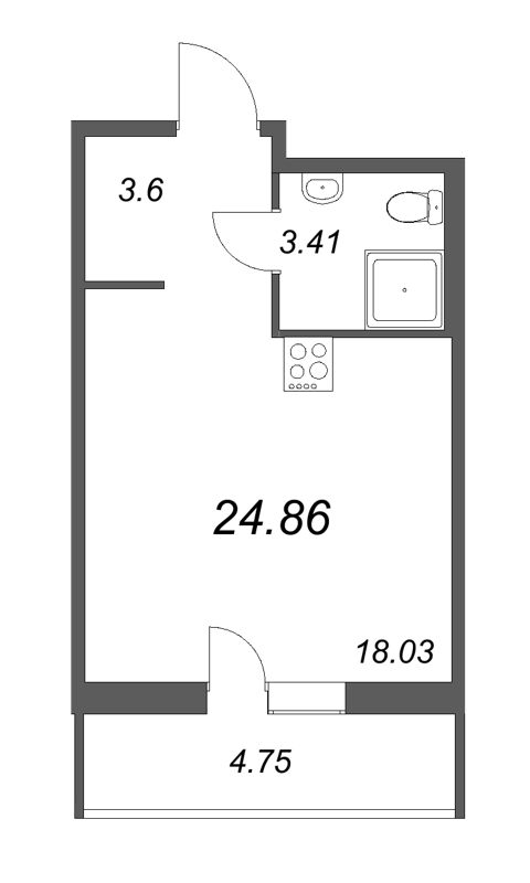 Квартира-студия, 30.91 м² в ЖК "Новые горизонты" - планировка, фото №1