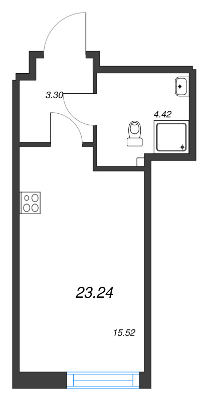 Квартира-студия, 23.24 м² - планировка, фото №1