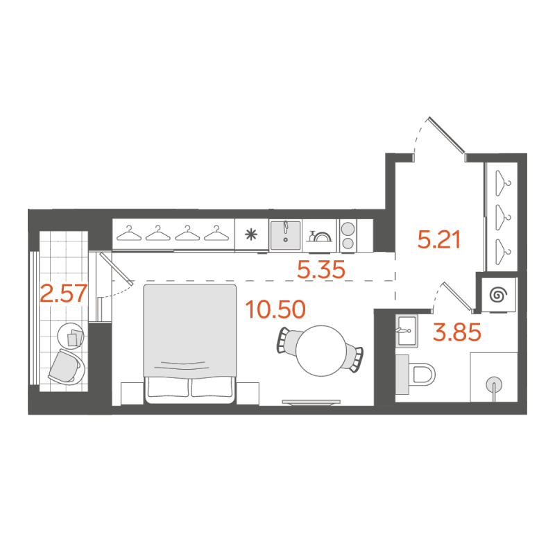 Квартира-студия, 26.2 м² в ЖК "STAVNI Обводный" - планировка, фото №1