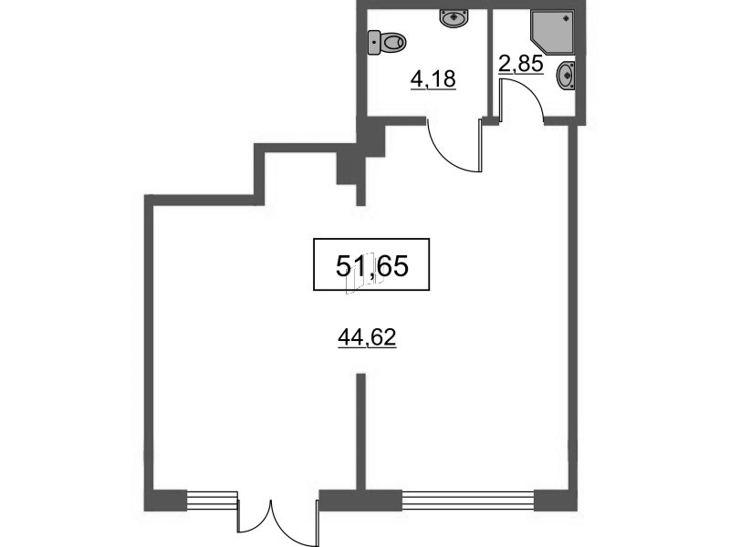 Помещение, 51.65 м² - планировка, фото №1