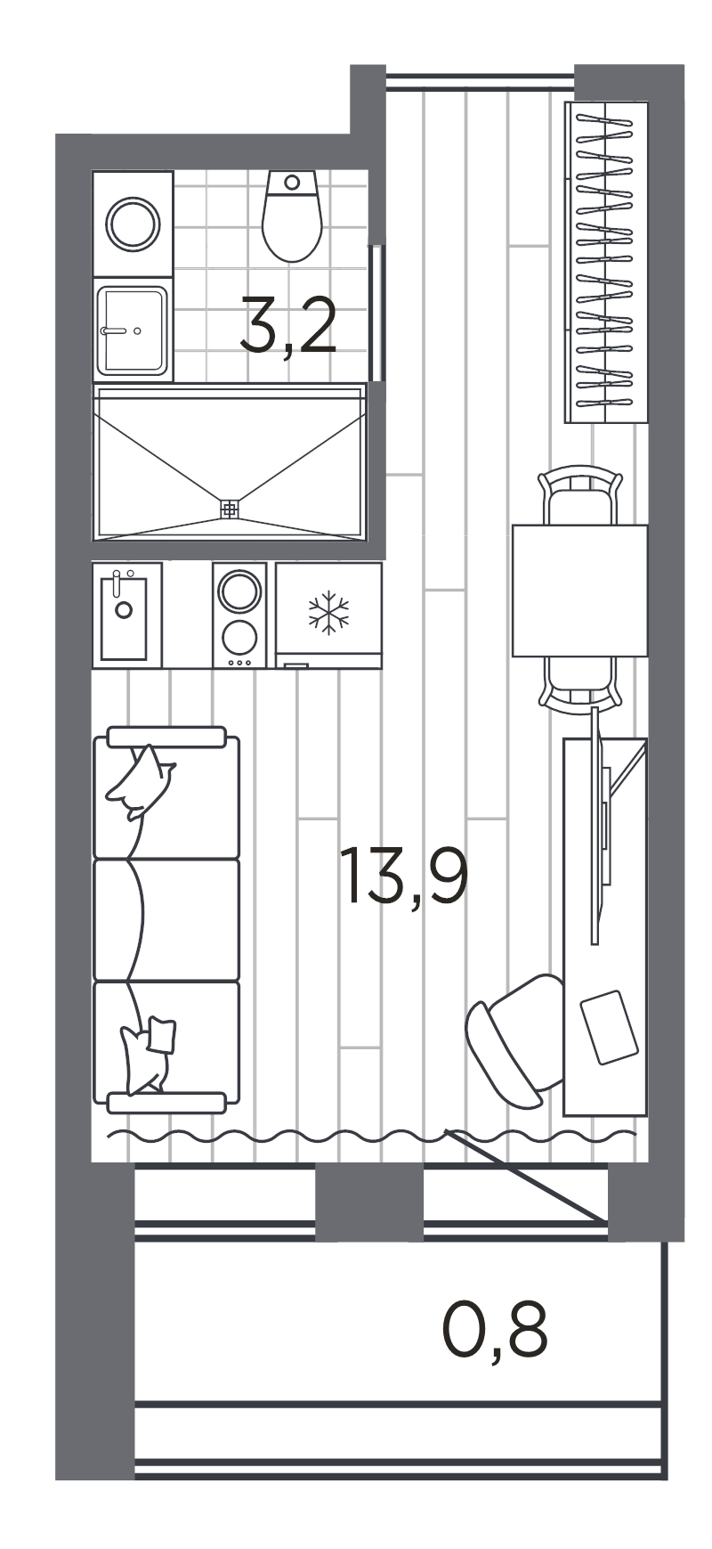 Квартира-студия, 19.8 м² в ЖК "Industrial Avenir" - планировка, фото №1