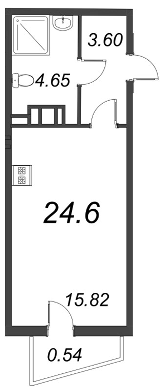 Квартира-студия, 24.6 м² в ЖК "VEREN NORT сертолово" - планировка, фото №1