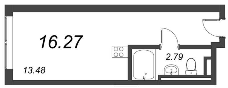 Квартира-студия, 16.7 м² в ЖК "Valo" - планировка, фото №1