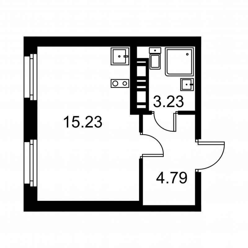 Квартира-студия, 22.87 м² в ЖК "Квартал Заречье" - планировка, фото №1