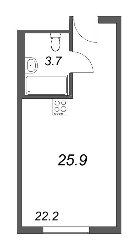 Квартира-студия, 25.9 м² - планировка, фото №1