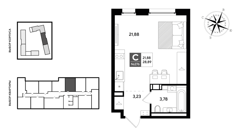 Квартира-студия, 28.89 м² в ЖК "Догма Юкки 2" - планировка, фото №1