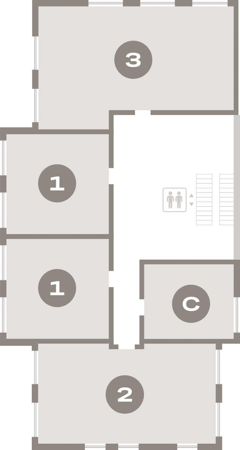 2-комнатная (Евро) квартира, 43.1 м² в ЖК "Северный ветер" - планировка этажа