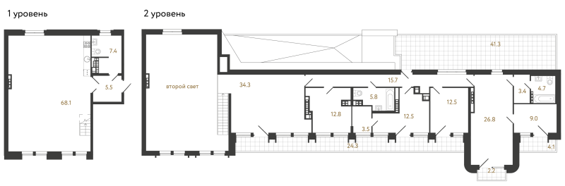 6 ккв (Евро), 222 м² в ЖК "Коллекционер" - планировка, фото №1