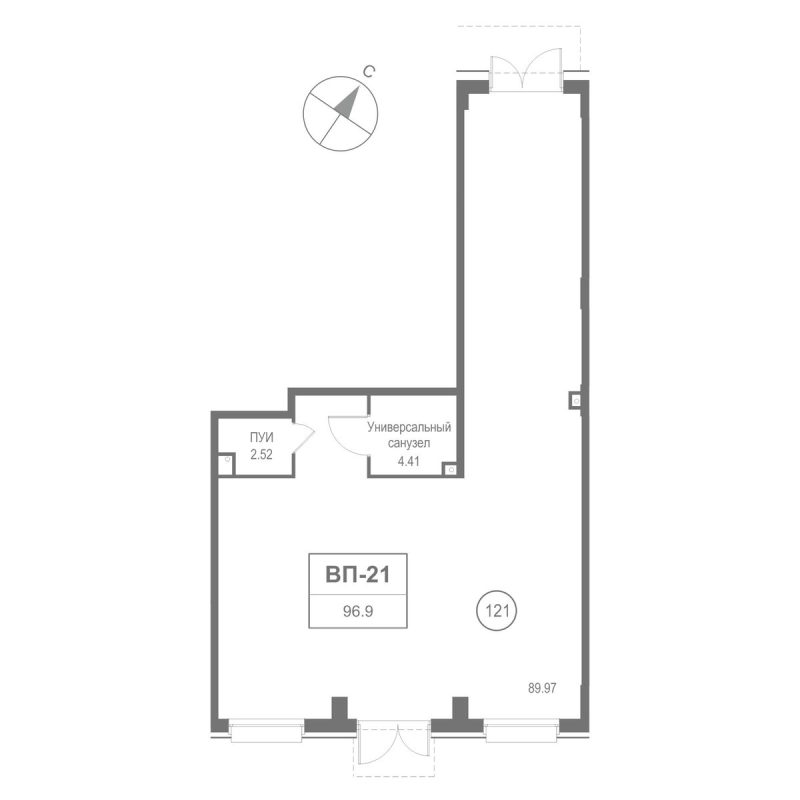 Помещение, 96.9 м² - планировка, фото №1