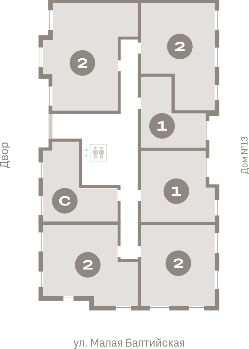 2-комнатная квартира, 48.3 м² в ЖК "Брусника в Новоселье" - планировка этажа