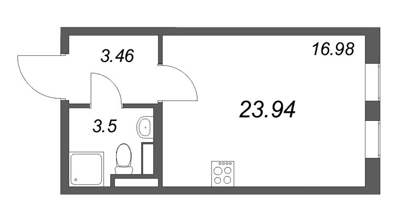 Квартира-студия, 23.94 м² в ЖК "Новая история" - планировка, фото №1