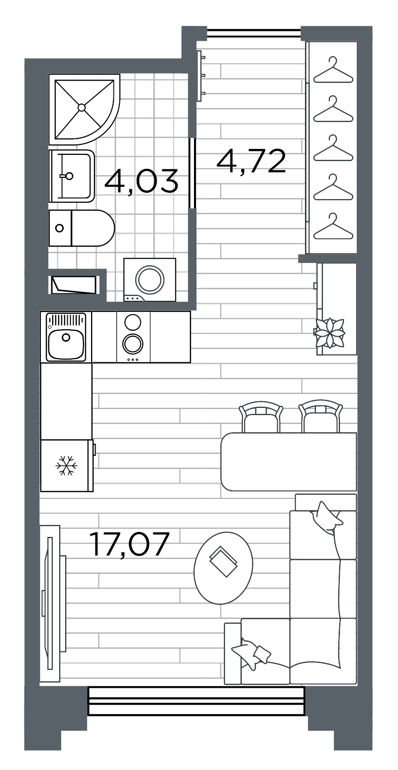 Квартира-студия, 25.82 м² в ЖК "Ассамблея" - планировка, фото №1
