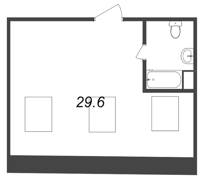 Квартира-студия, 35.1 м² в ЖК "Тележная 21-29" - планировка, фото №1