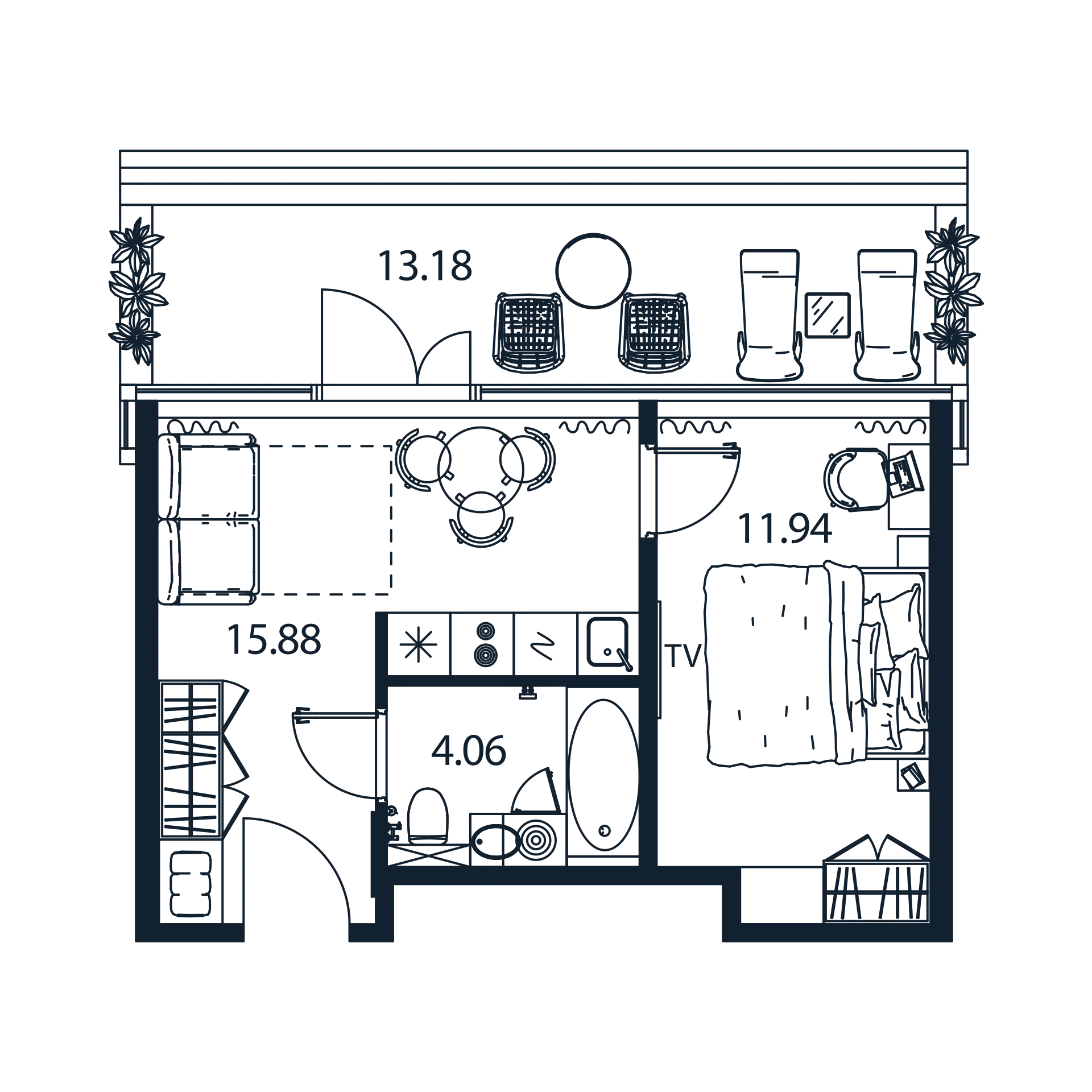2-комнатная (Евро) квартира, 31.36 м² в ЖК "Арт Плаза" - планировка, фото №1