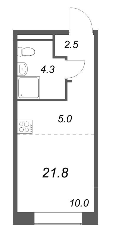 Квартира-студия, 21.8 м² в ЖК "Пулково Лейк" - планировка, фото №1