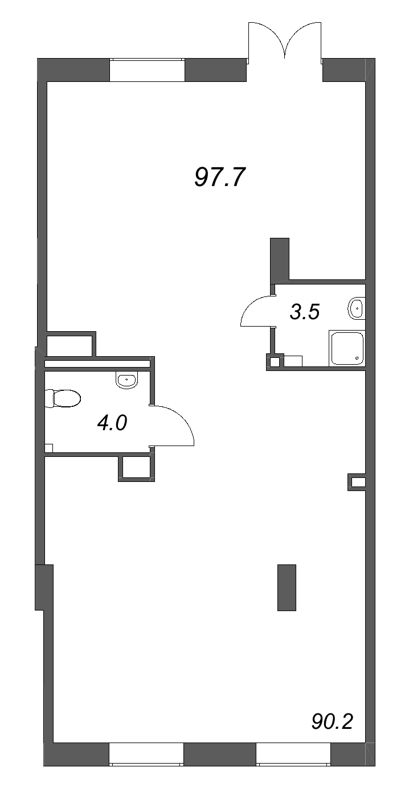 Помещение, 97.7 м² в ЖК "Большая Охта" - планировка, фото №1