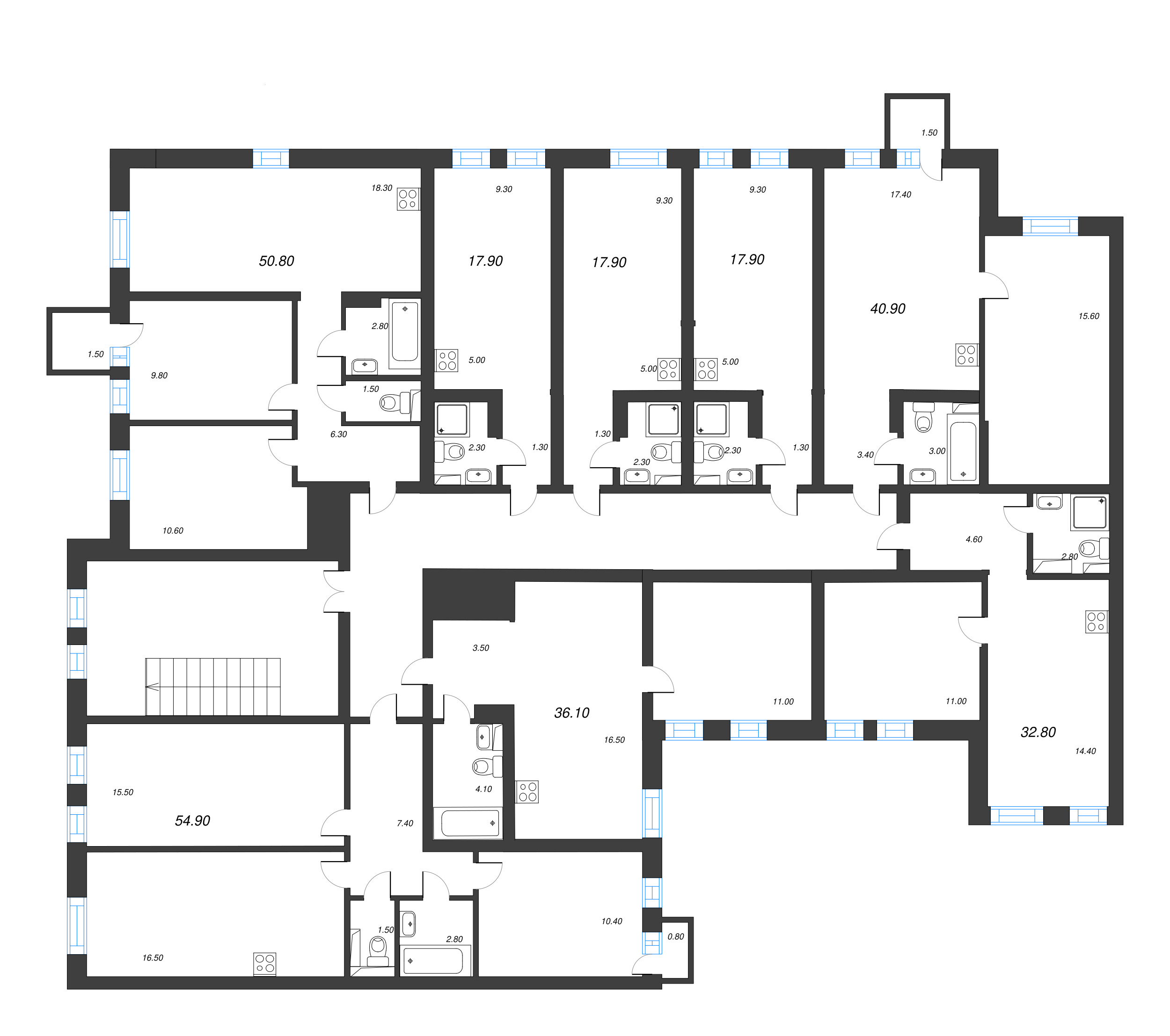 Квартира-студия, 17.9 м² в ЖК "Эко Квартал Нега" - планировка этажа