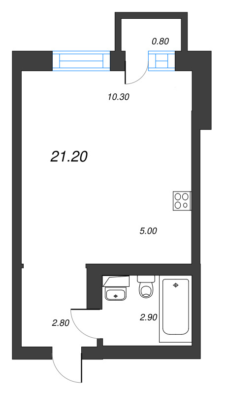 Квартира-студия, 21.2 м² в ЖК "Эко Квартал Нега" - планировка, фото №1