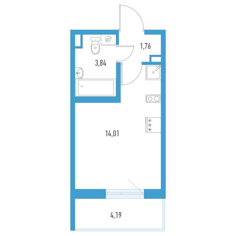Квартира-студия, 20.87 м² в ЖК "Аэросити" - планировка, фото №1