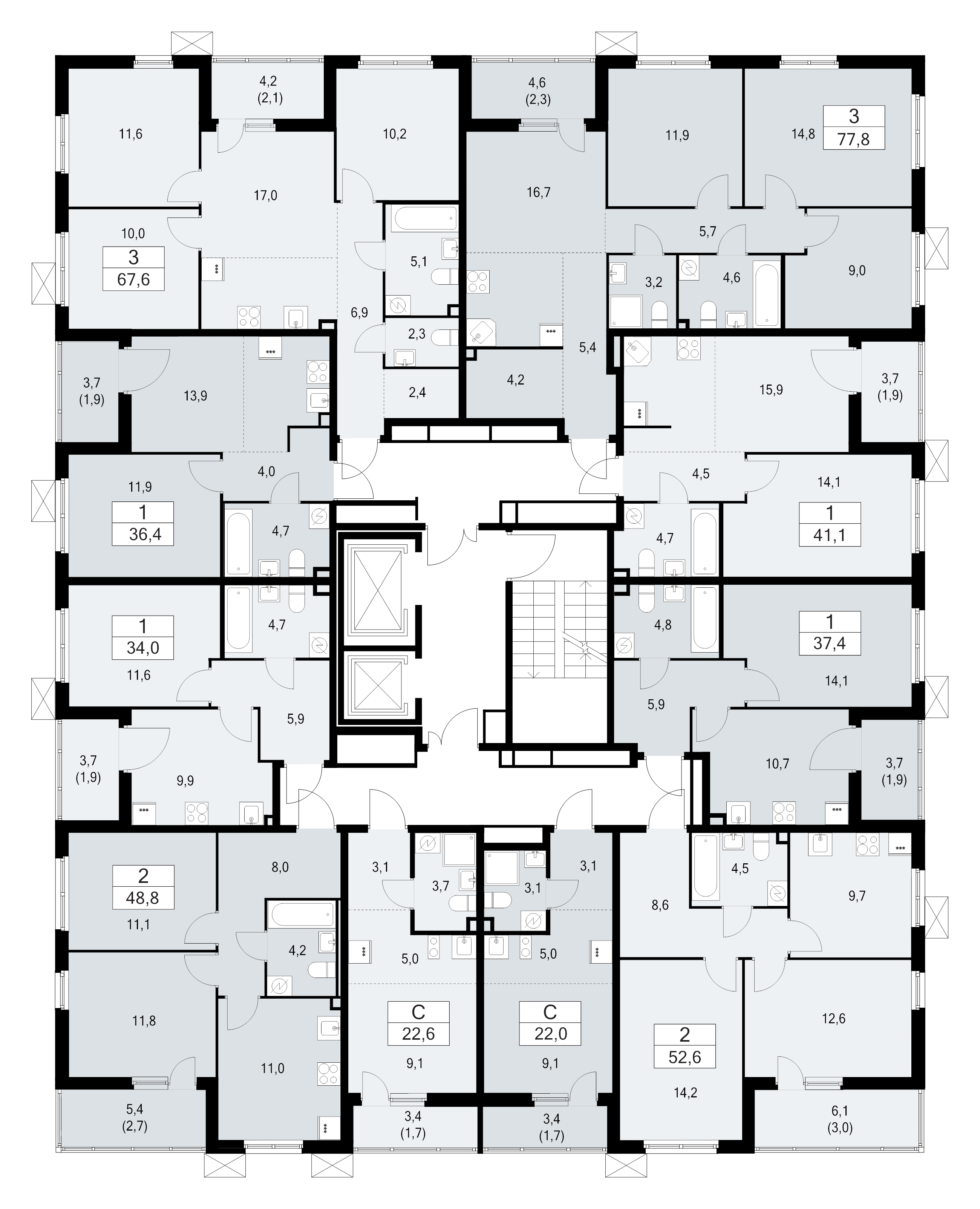 Квартира-студия, 22 м² - планировка этажа