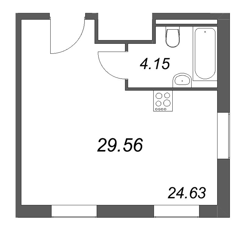 1-комнатная квартира, 29.56 м² в ЖК "Арт Плаза" - планировка, фото №1