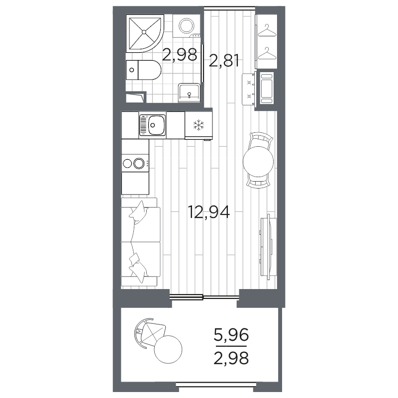 Квартира-студия, 21.71 м² в ЖК "Оптимист" - планировка, фото №1