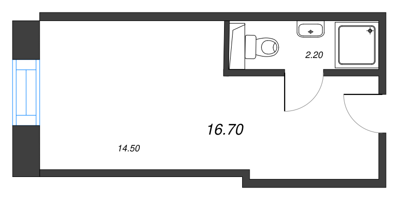 Квартира-студия, 15.6 м² в ЖК "UNO" - планировка, фото №1