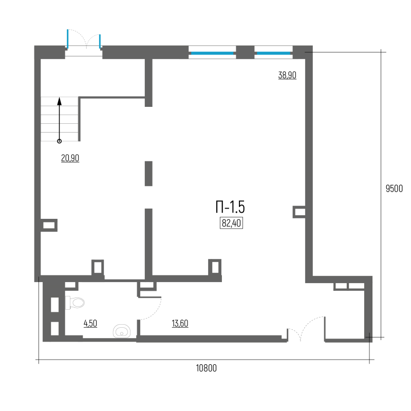 Помещение, 82.4 м² в ЖК "Экос" - планировка, фото №1