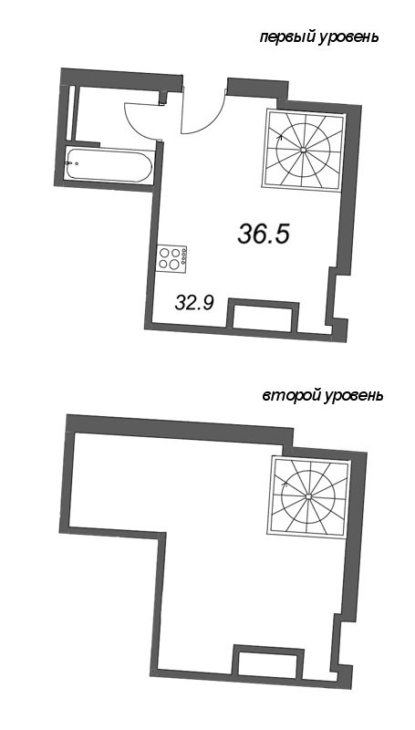Квартира-студия, 42.5 м² - планировка, фото №1