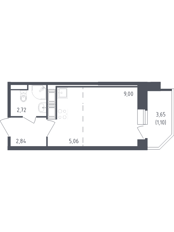 Квартира-студия, 20.72 м² - планировка, фото №1