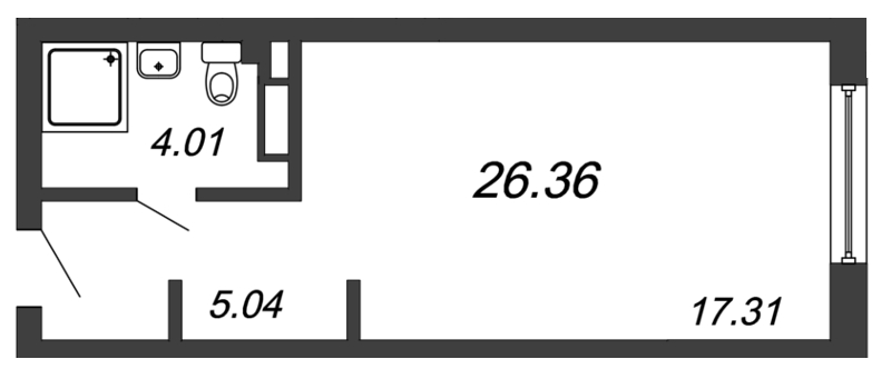 Квартира-студия, 26.4 м² в ЖК "In2it" - планировка, фото №1