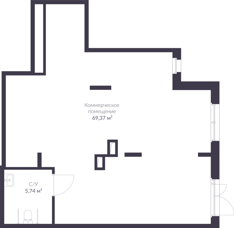 Помещение, 75.11 м² в ЖК "VEREN NORT сертолово" - планировка, фото №1