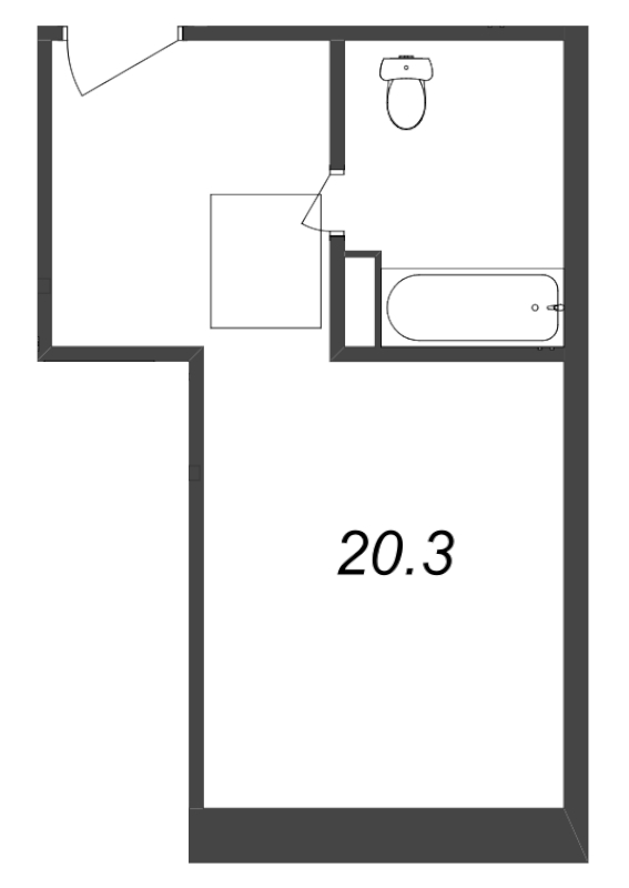 Квартира-студия, 30.1 м² в ЖК "Тележная 21-29" - планировка, фото №1