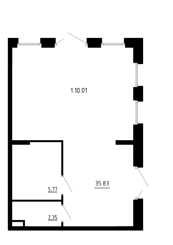 Помещение, 43.96 м² в ЖК "Аннино Сити" - планировка, фото №1